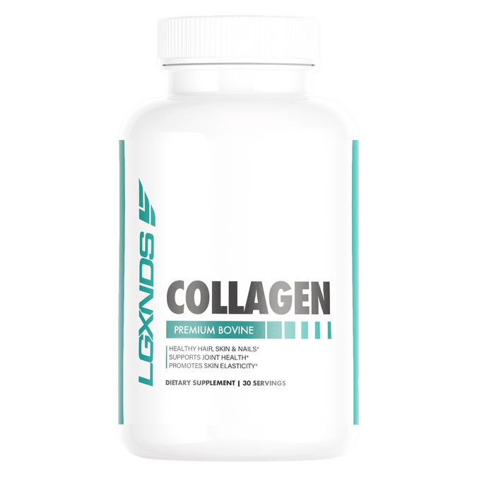 Bottle of premium bovine collagen dietary supplement for healthy hair, skin, and joint support.