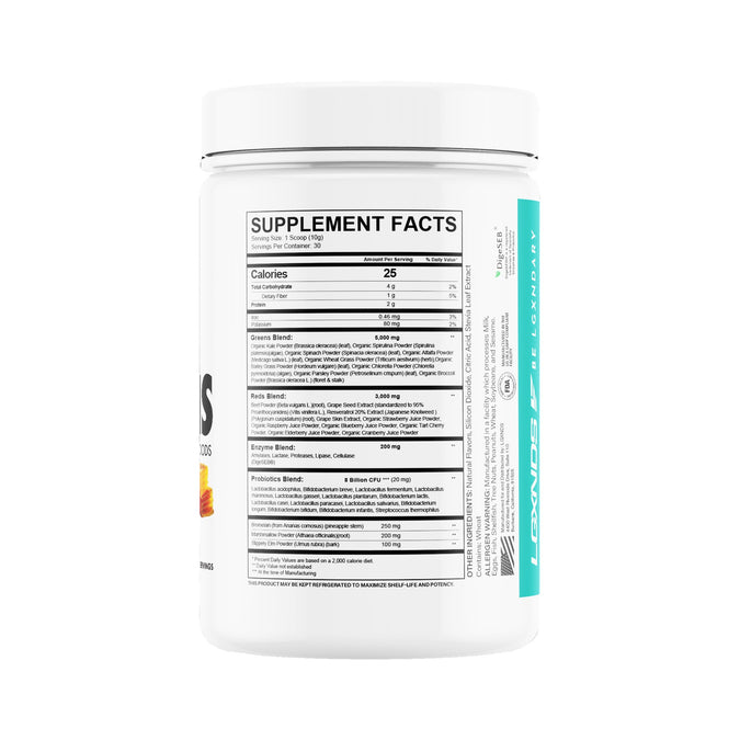 White supplement bottle with detailed nutritional information label.